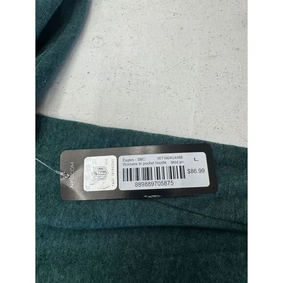 Majestic Green Philadelphia Eagles Tri Pocket Pullover Hoodie Womens Size Large Hats